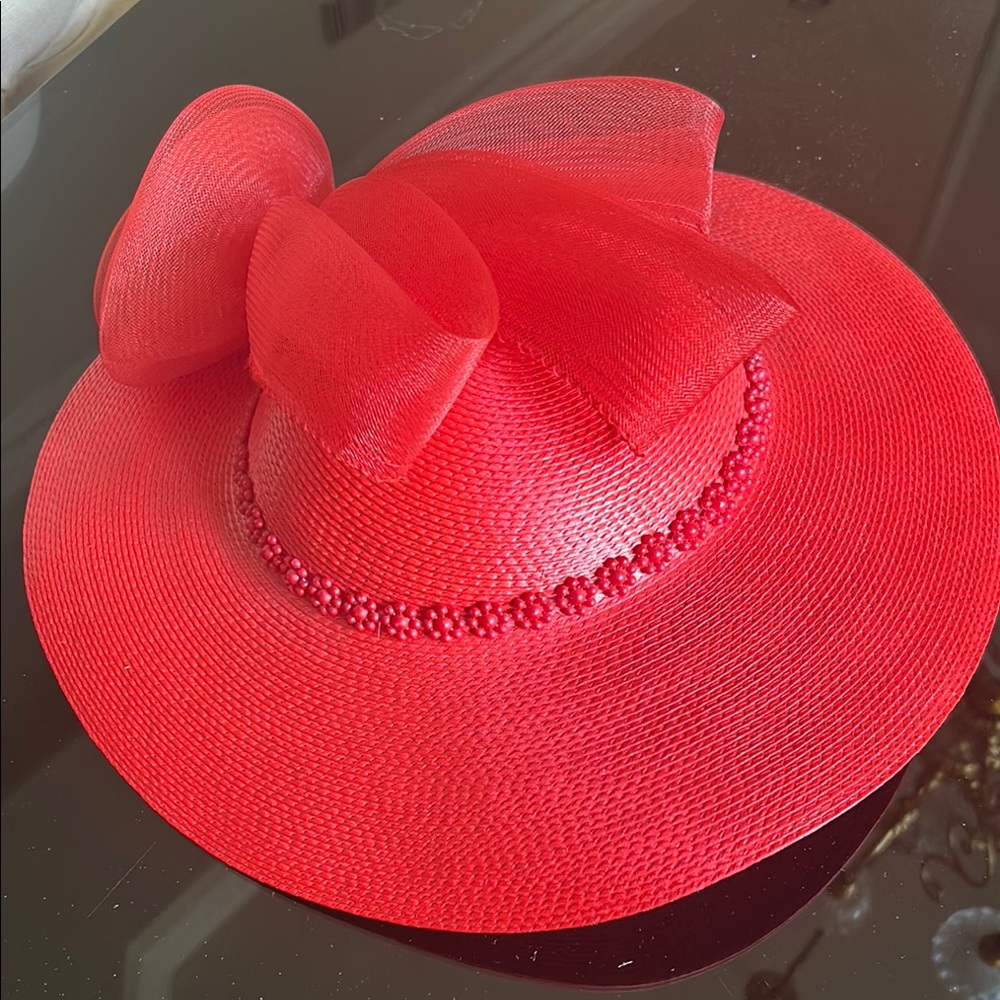 Elegant Red Women's Hat with Bow